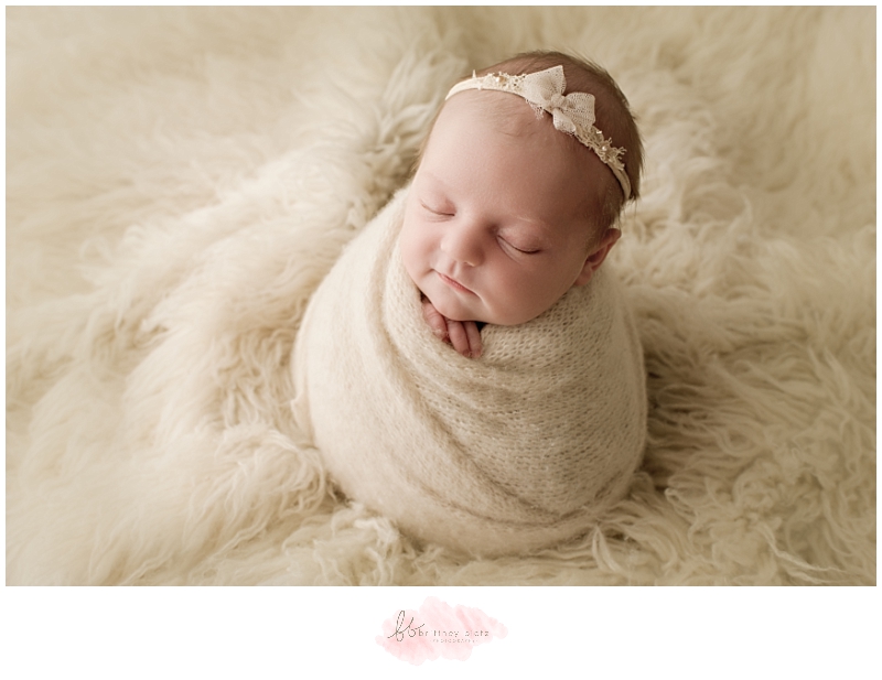 Calgary newborn photographer baby girl potato sack