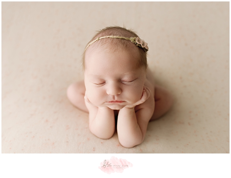 Calgary newborn photographer baby girl froggy pose