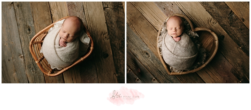 Calgary newborn photographer wrapped on wood