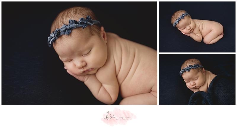 Calgary Newborn Photographer baby girl  on blue