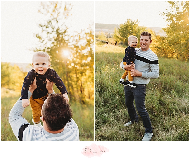 Calgary Family Fall Photos standing dad and baby boy